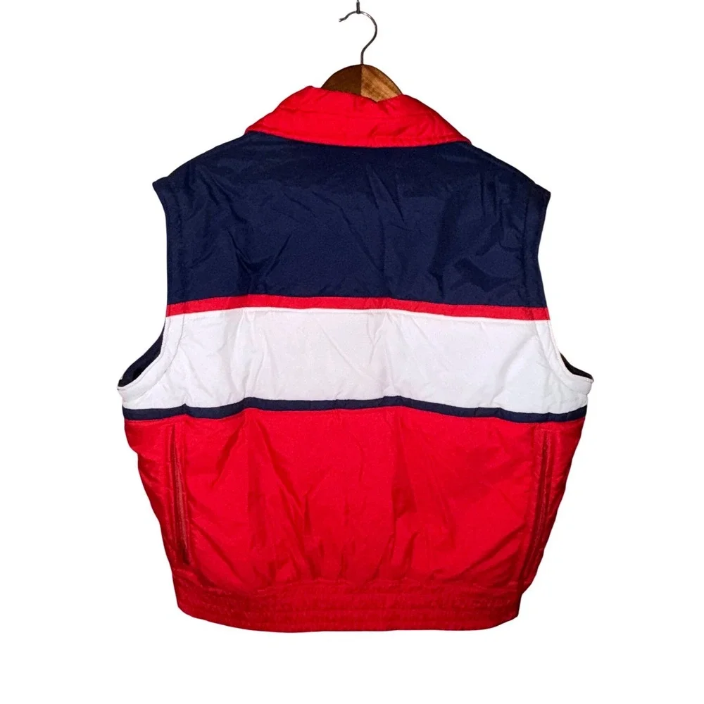 Vtg Colorblock Convert Puffer Jacket Zip Off Sleeves Vest Men L XL Hidden Hood